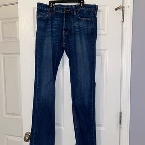 Men’s Mid-Dark Wash Hollister Slim Straight Jeans